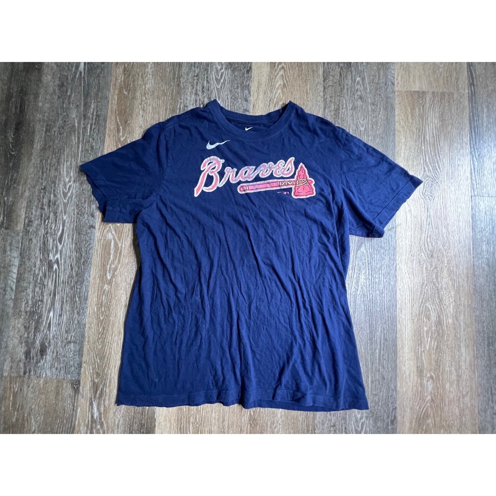 Nike Atlanta Braves Ronald Acuña Jr #13 T-Shirt Mens Large Navy Blue‎ Graphic